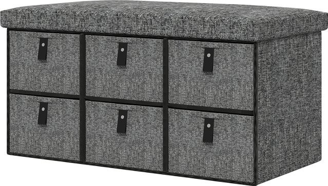 HOMCOM Schuhbank mit 6 Boxen in Leinenoptik für Flur und Diele, Dunkelgrau, B/T/H: 76,5 x 38 x 38 cm - Bild 1