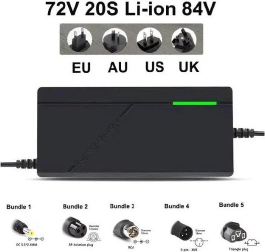 Intelligentes Lithium-Ionen Schnellladegerät für 72V elektrische zweirädrige Motorräder (20S), 84V, Farbe: Grau - Bild 1