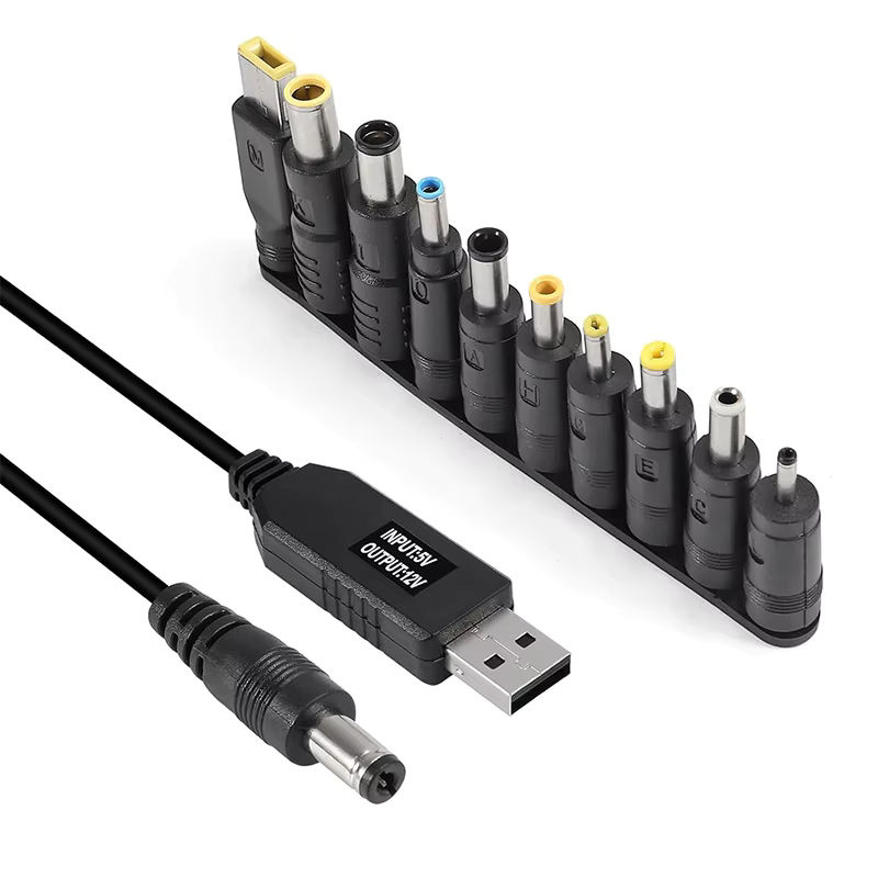 AOKIN 10 Stück USB auf 12 V Boost-Konverter mit rechtwinkligem Klinkenstecker-Adapter, Schwarz - Bild 7