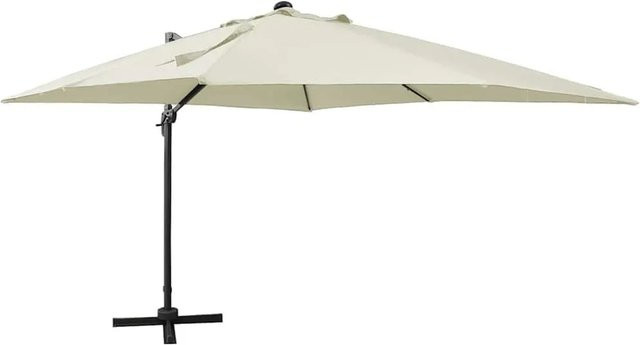vidaXL Ampelschirm mit LED-Beleuchtung in Beige, Durchmesser: 300 cm - Bild 1