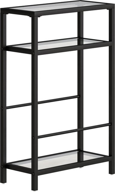 HOMCOM Beistelltisch aus Stahl und Hartglas in Schwarz, B/T/H: 40 x 18 x 62 cm - Bild 1