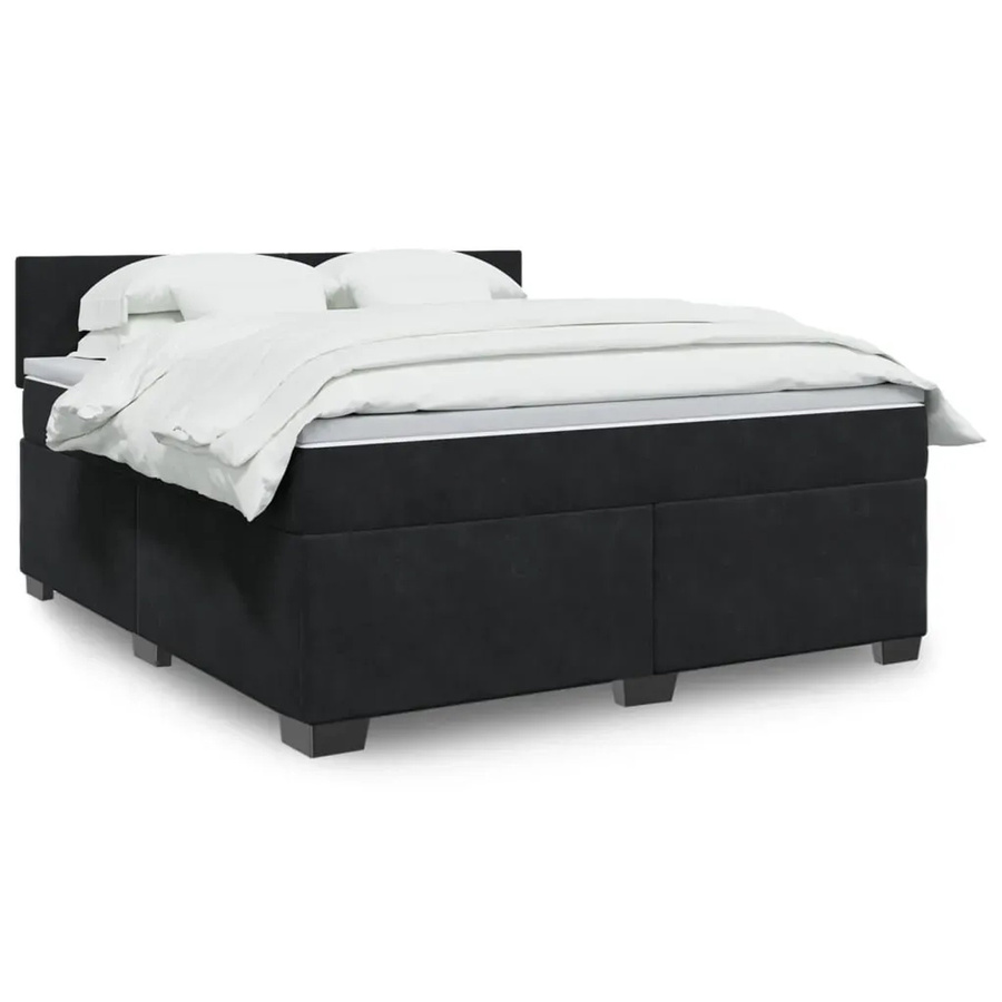 vidaXL Boxspringbett mit Matratze in Schwarz aus Samt mit USB-Ladeport und Unterbettbeleuchtung B/T/H: 180 x 200 x 100,5 cm - Bild 2
