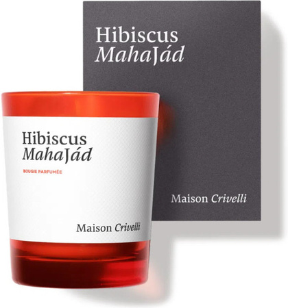 Maison Crivelli Hibiscus Mahajad Kerze in Rot mit Glasbehälter