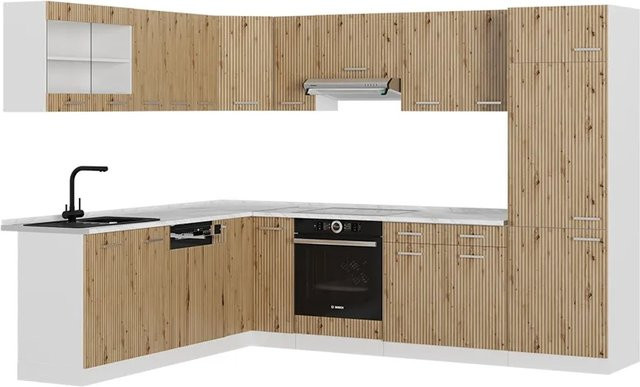 Vicco R-Line Eckküche Artisan Eiche/Weiß B/T/H: 227 x 287 x 207 cm - Bild 1