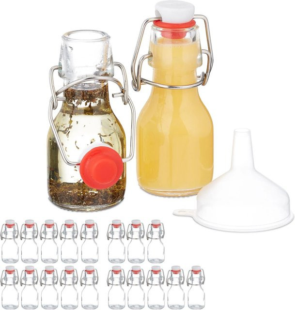Relaxdays Glasflaschen mit Bügelverschluss, transparent, 20er Pack, Höhe: 11,5 cm, Durchmesser: 5 cm, Tiefe: 4,5 cm - Bild 1