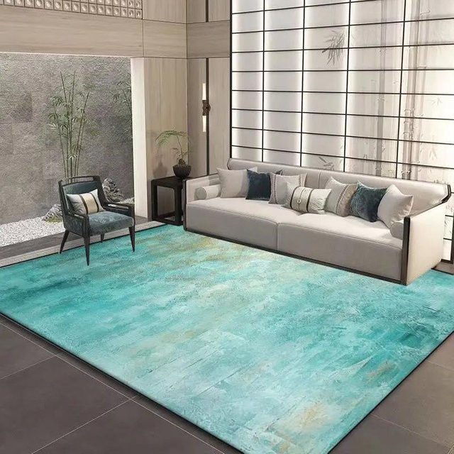 Karpetti Wohnzimmerteppich in Türkis mit abstraktem geometrischem Design, waschbar und rutschfest, B/T: 100 x 200 cm - Bild 1