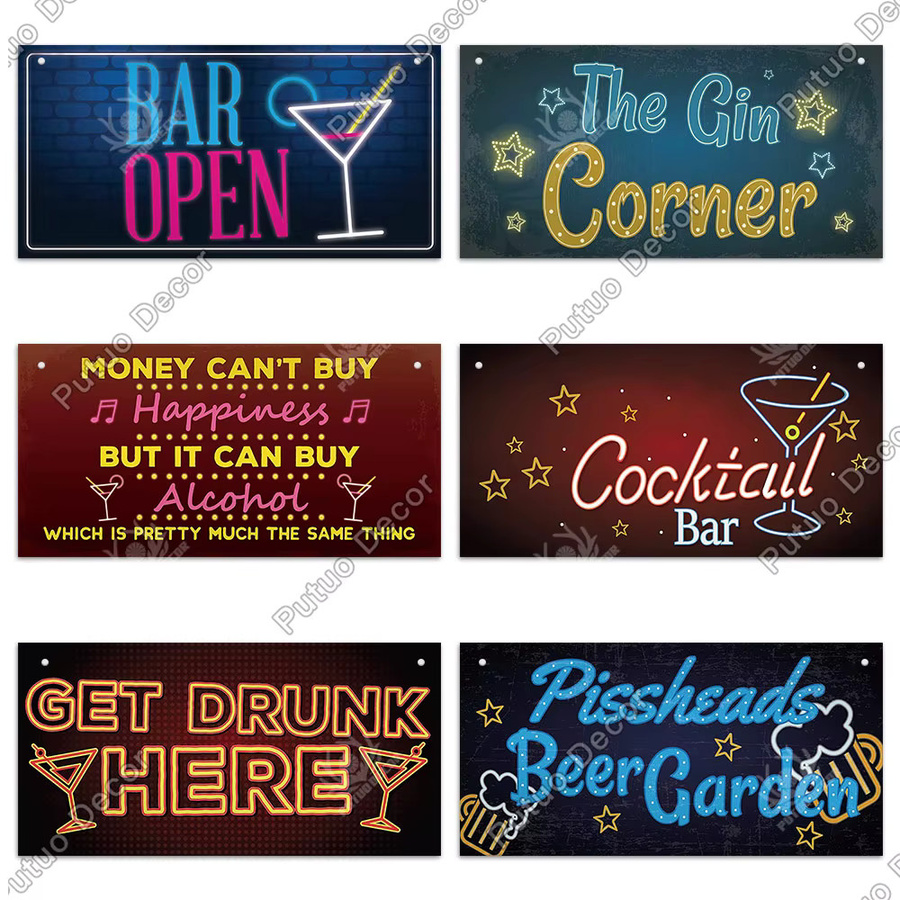 Putuo Dekor Holzschild Wein Zeichen als Wanddekoration für Bar und Pub - Bild 2