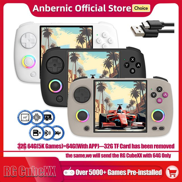 Anbernic RG CubeXX Handheld-Spielekonsole mit 3,95 Zoll IPS Display, Linux-System und HDMI HD Out in Schwarz - Bild 1