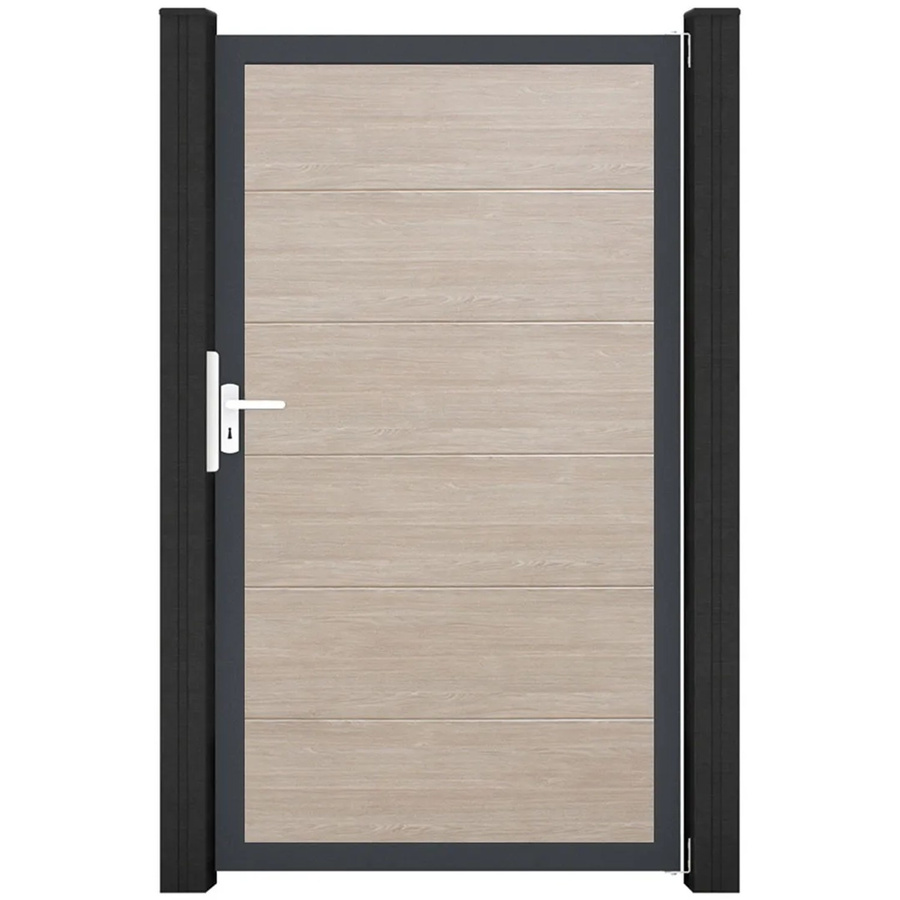 GroJa Steckzaun Tor BasicLine Universal-DIN einflügelig in Sheffield Oak Braun - Bild 2