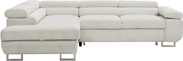 Vente-unique Schlafsofa Nurazio in Beige mit L-Form und Cord-Bezug, Breite: 268 cm - Bild 1