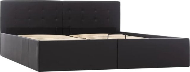 vidaXL Stauraumbett mit Hydraulik in Schwarz aus Kunstleder, B/T/H: 160 x 200 x 211 cm - Bild 1