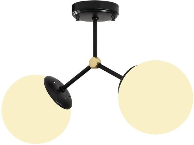 Opviq Deckenleuchte Damar in Schwarz und Weiß aus Metall und Glas mit 2 E27 Fassungen, B: 44 cm, H: 28 cm, T: 15 cm - Bild 1