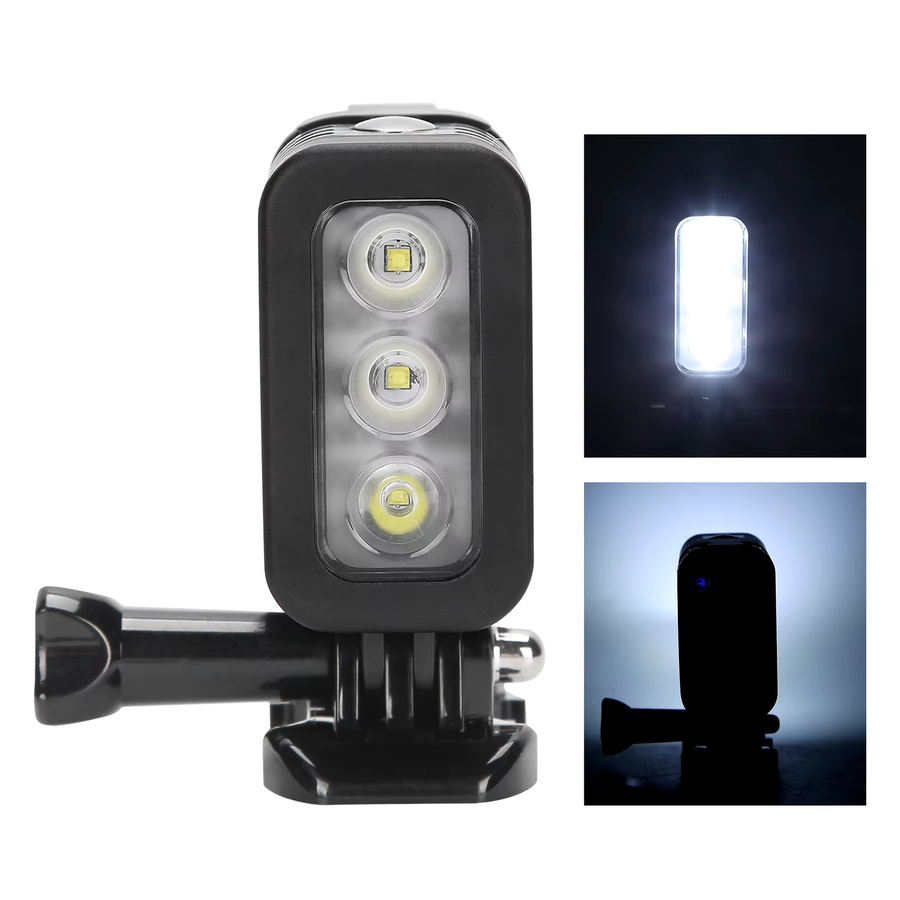 Wasserdichtes LED-Unterwasser-Fülllicht für GoPro HERO 4 Bewegungskameras, Schwarz, bis 45 m Tiefe - Bild 2
