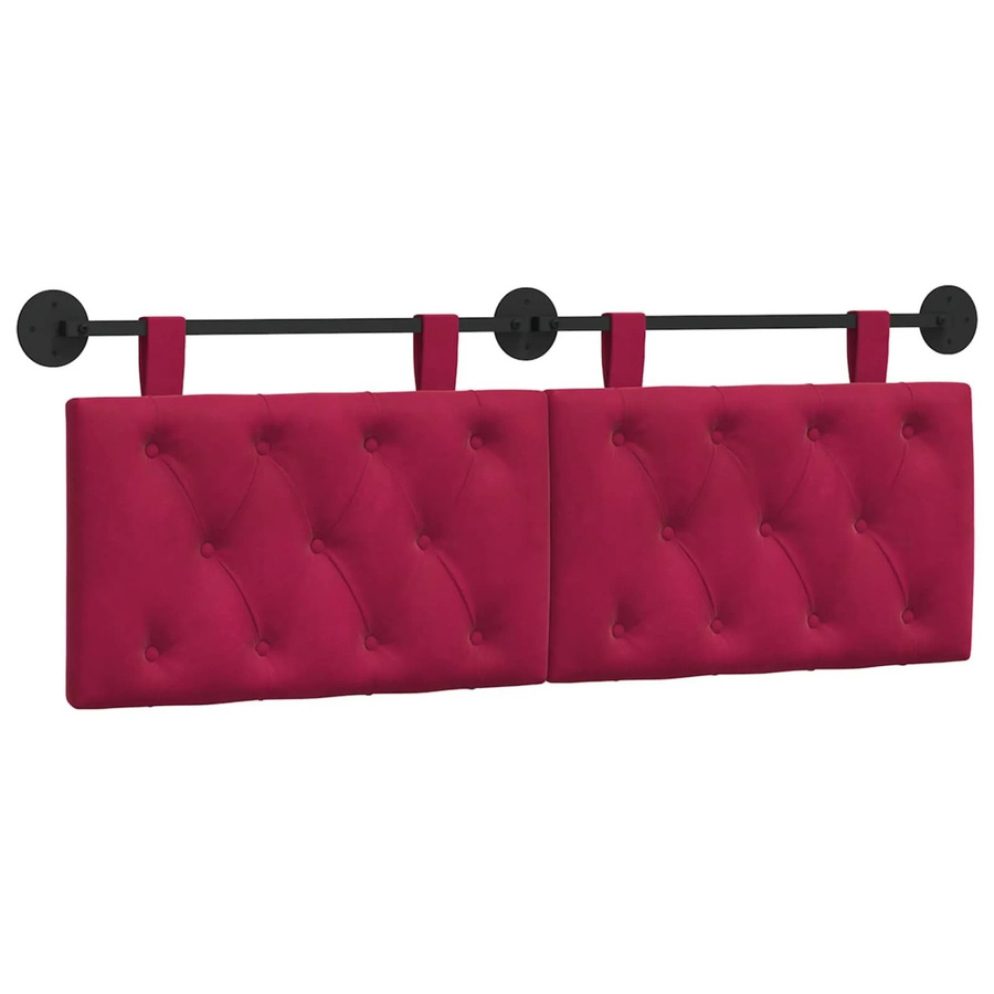 vidaXL Wandmontiertes Polsterpaneel aus Samt in Weinrot, B/H/T: 150 x 55 x 7 cm - Bild 2