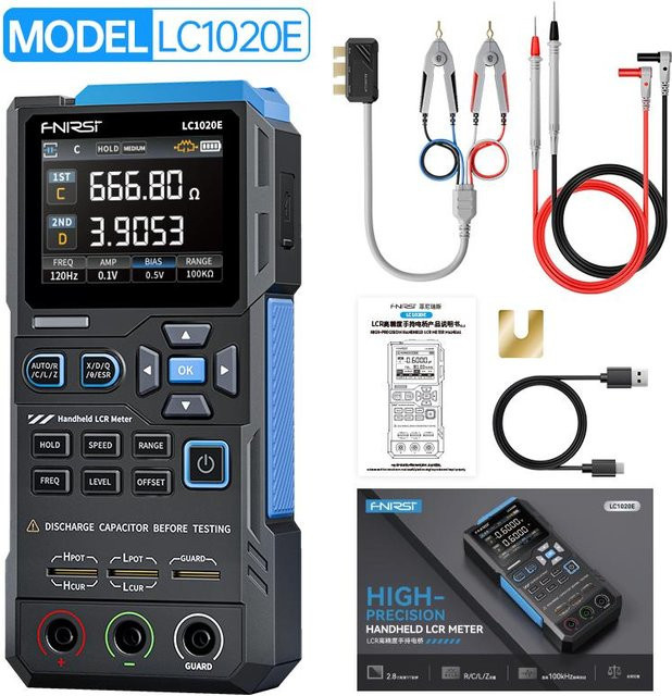 FNIRSI LC1020E Digitale LCR ESR Brücke zur Messung von Widerstand, Kapazität und Induktivität in Blau - Bild 1