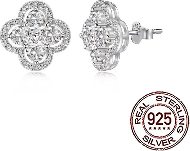 CWWZircons Ohrstecker, 925 Silber, Zirkonia, Kristall, Damen - Bild 1