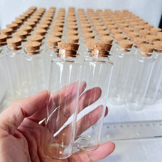 Set aus Glas-Wunschflaschen für DIY-Handwerk und Hochzeiten, transparent, 50 ml, Höhe: 10 cm, Durchmesser: 3 cm - Bild 1