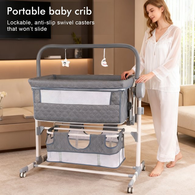 Elektrische Babywiege für Neugeborene als faltbares Reisebett und Schlafnest in Schwarz oder Grau - Bild 1