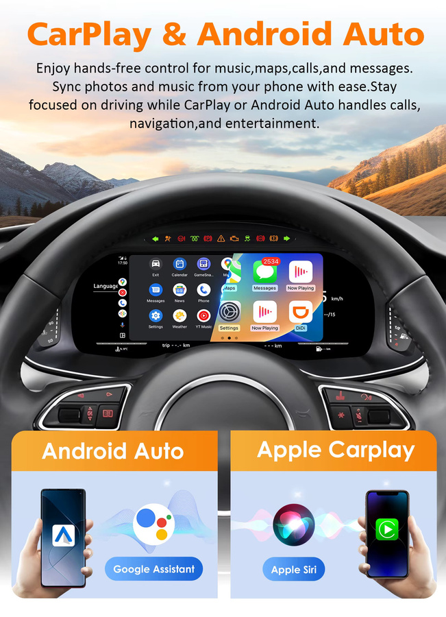 Hizpo Virtuelles Cockpit Digitales Kombiinstrument 12,3 Zoll für Audi A6 A7 2013 - 2018 mit Carplay und Android Auto in Schwarz - Bild 4