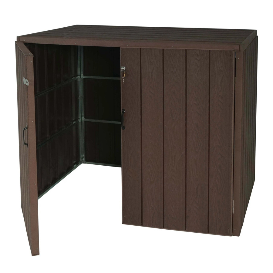 MCW WPC-Mülltonnenverkleidung J28 Premium Mülltonnenbox in Holzoptik, Braun, B/T/H: 117 x 142 x 102 cm - Bild 2