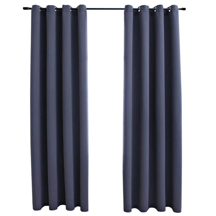 vidaXL Verdunkelungsvorhänge mit Metallösen, 2 Stück, Anthrazit, B: 140 cm, H: 225 cm - Bild 2