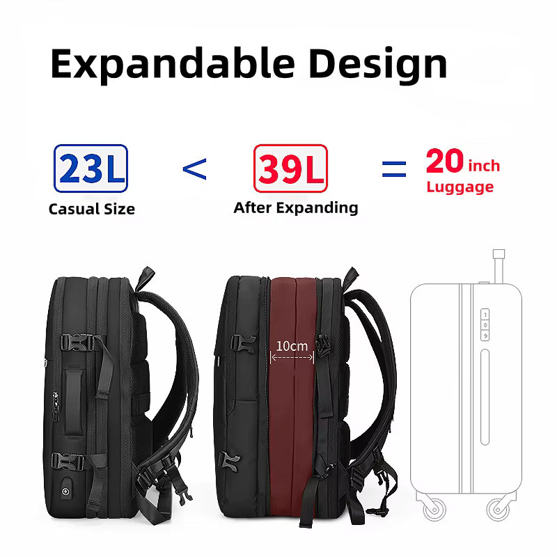 Mark Ryden Laptop Rucksack für Herren mit USB-C Anschluss, Anti-Diebstahl Business Reisetasche für 17 Zoll, Schwarz oder Grau - Bild 3