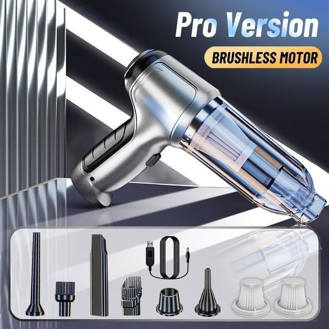 Carsun Kabelloser Auto-Staubsauger Pro Version in Grau und Silber mit starker Saugkraft und Gebläsefunktion - Bild 1
