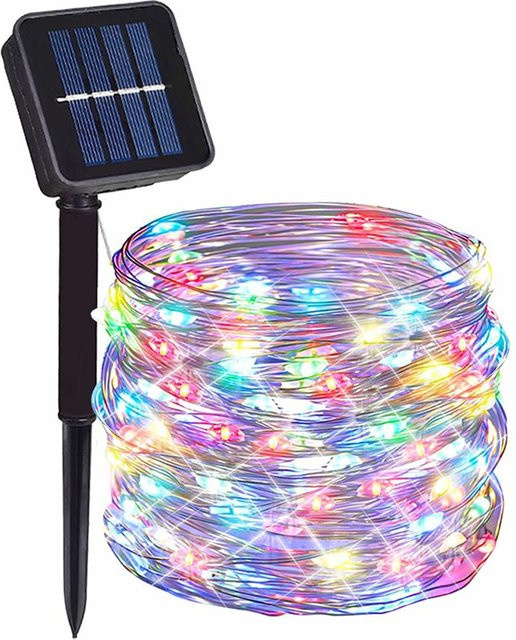 Kongdii Solar LED Lichterkette bunt mit 300 LEDs, wasserdichte Outdoor Girlande für Garten und Terrasse, RGB Effekt - Bild 1