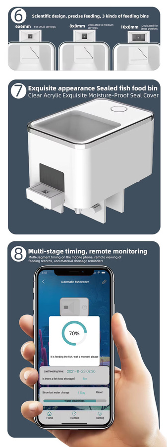 Weomg Automatischer Futterspender für Aquarien mit WLAN und Smartphone-App, weiß - Bild 5