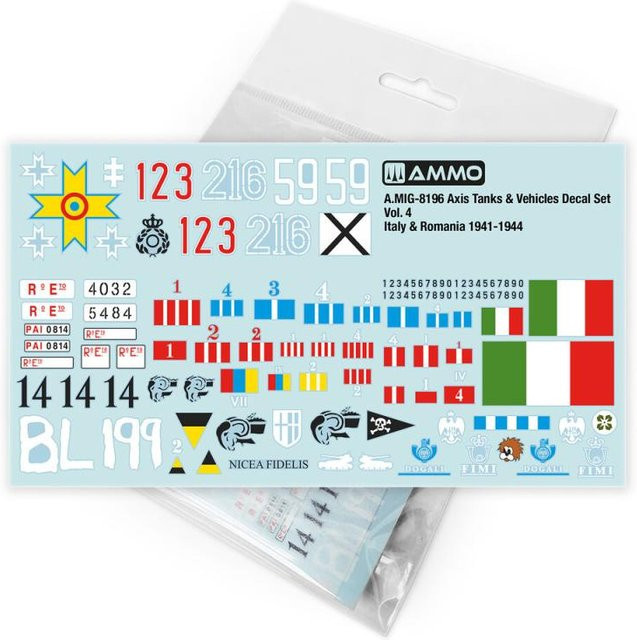 AMMO by MIG Jimenez Axis Tanks & Vehicles Decal Set Vol. 4 - Italy & Romania 1941-1944 - Bild 1