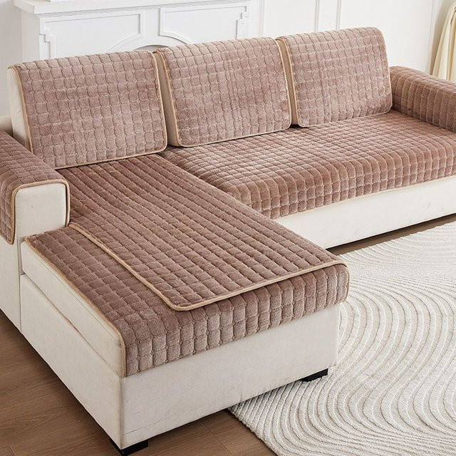 HOMEMOTION Plüsch Sofabezug Universal Slipcover in Kaffeebraun, Rutschfest und Waschbar, B/T/H: 90 x 90 x 0 cm - Bild 1