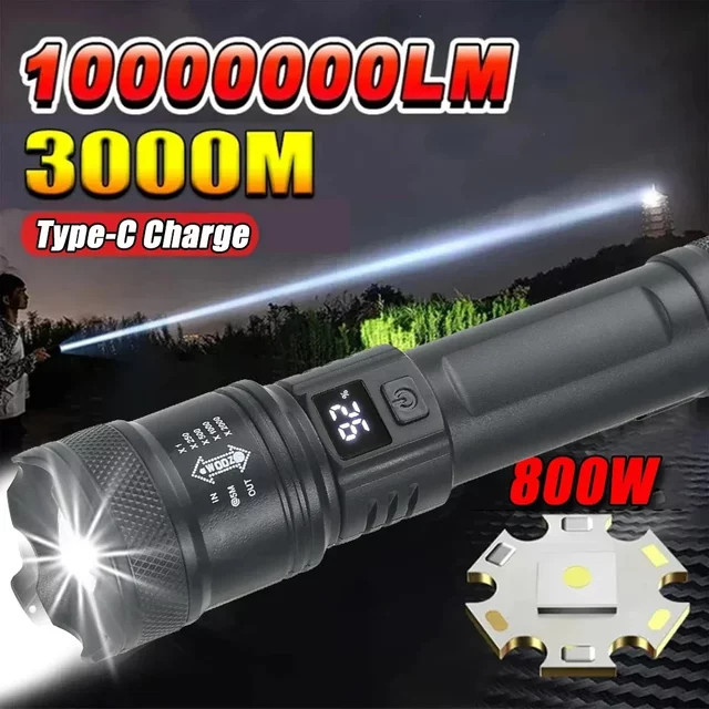 ZHIYU LED-Taschenlampe in Schwarz mit USB-Aufladung und taktischer Reichweite - Bild 1