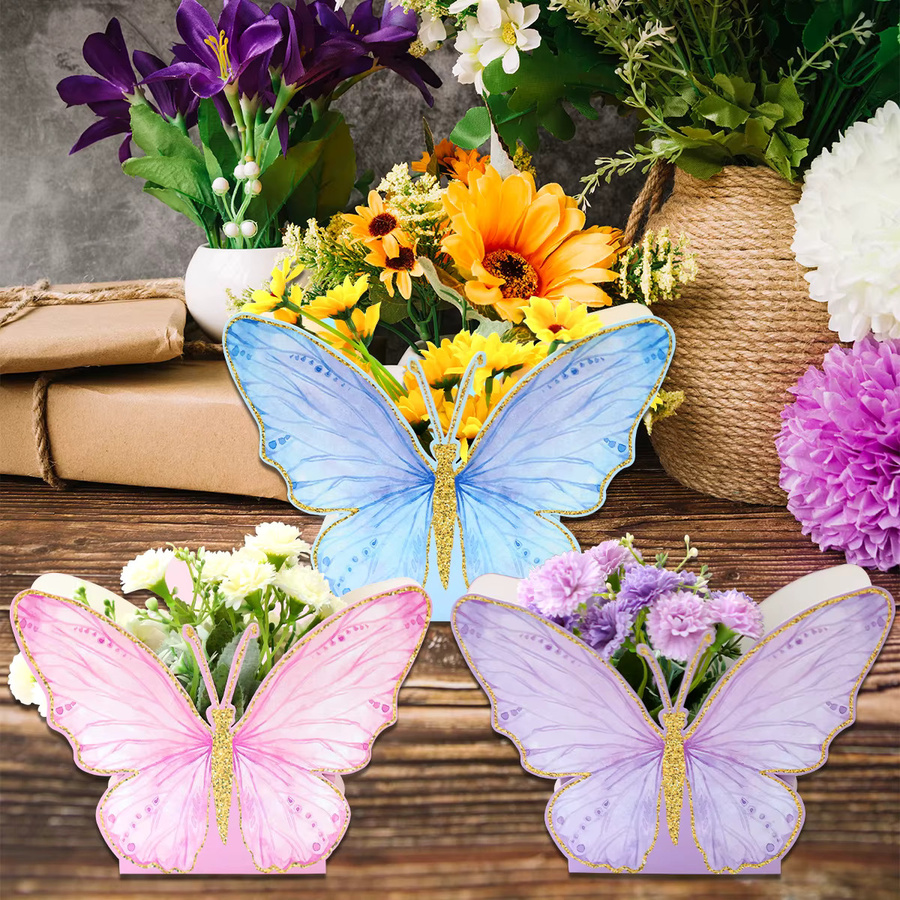 6 Stück Schmetterlings-Blumen-Süßigkeitsboxen aus Papier in Multicolour als Geschenkverpackung für Hochzeit, Babyparty und Geburtstag - Bild 2