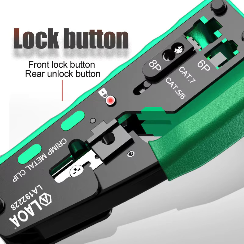 LAOA Multifunktions Netzwerk-Crimper Green – Netzwerk-Crimpzange mit Drahtschneider und Abisolierer für CAT5/6/7 Kabel - Bild 5