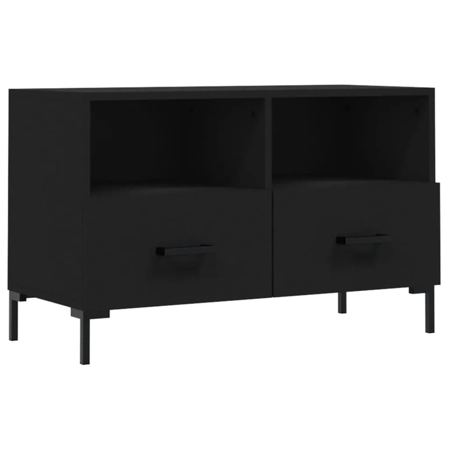 vidaXL TV-Schrank Modell 3 in Schwarz matt aus Holzwerkstoff und Eisen, B/T/H: 80 x 36 x 50 cm - Bild 2
