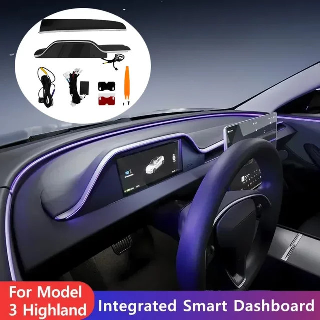 PUOU Digitales Instrumententafel-Display für Tesla Model 3 2025 Highland, 8,9 Zoll Navigationsdisplay mit Kamera, Schwarz - Bild 1