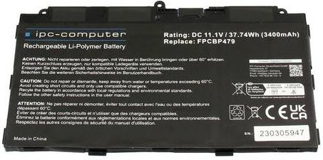 IPC-Computer Notebook-Akku CP785375-XX in Schwarz mit 3400 mAh und 11.10V - Bild 1