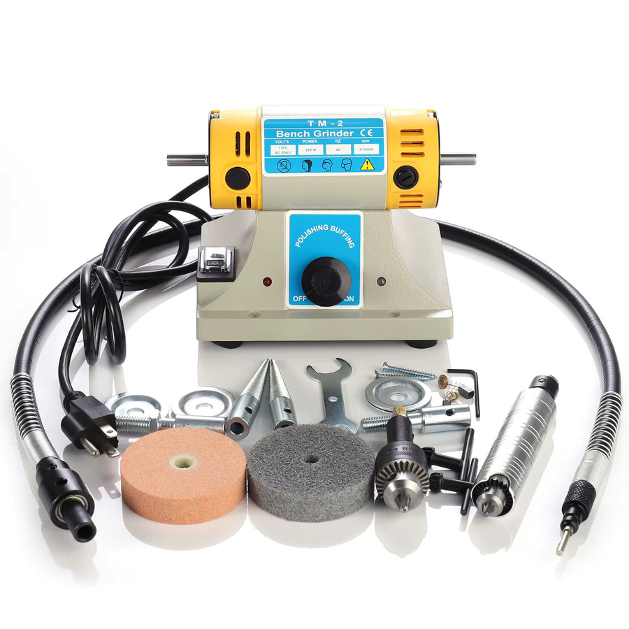 Polier- und Schleifmaschine für Stein, Holz, Jade und Schmuck, 350W, 220V, Gelb, Tischmodell - Bild 2
