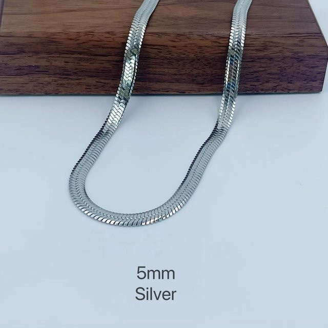 Mariasz Schlangenketten-Halskette Choker, Edelstahl, Gold, Fischgrätenmuster, 40cm, Unisex - Bild 1
