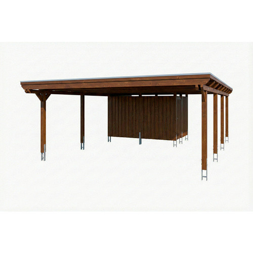 SKANHOLZ Carport Emsland aus Fichte mit Stahl-Flachdach und Abstellraum, Farbe: Nussbaum/Braun, B: 609 cm, T: 846 cm - Bild 3
