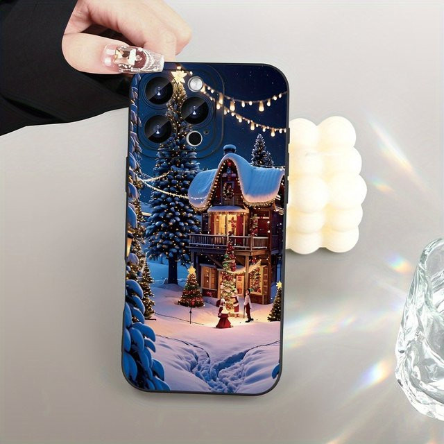 Handyhülle mit Weihnachtsnachtszene für Apple iPhone 17, 16, 15 Pro, Max, Plus in Schwarz und Multicolour - Bild 1