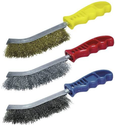Wolfcraft Hand-Drahtbürsten Set 3-teilig aus Edelstahl, Stahl und Messing in Multicolor - Bild 1
