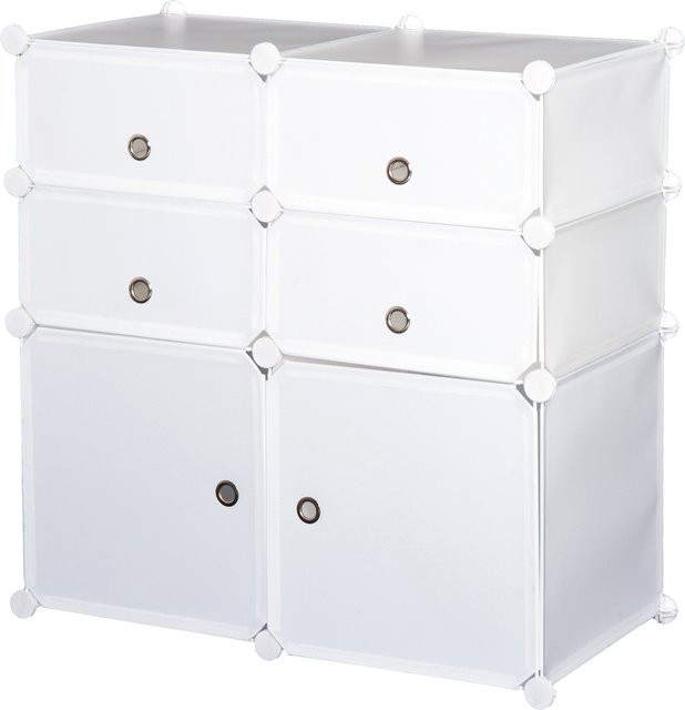 HOMCOM Schuhschrank Regal mit Aufbewahrungsboxen aus Kunststoff und Metall, Weiß, B/T/H: 75 x 37 x 73 cm - Bild 1