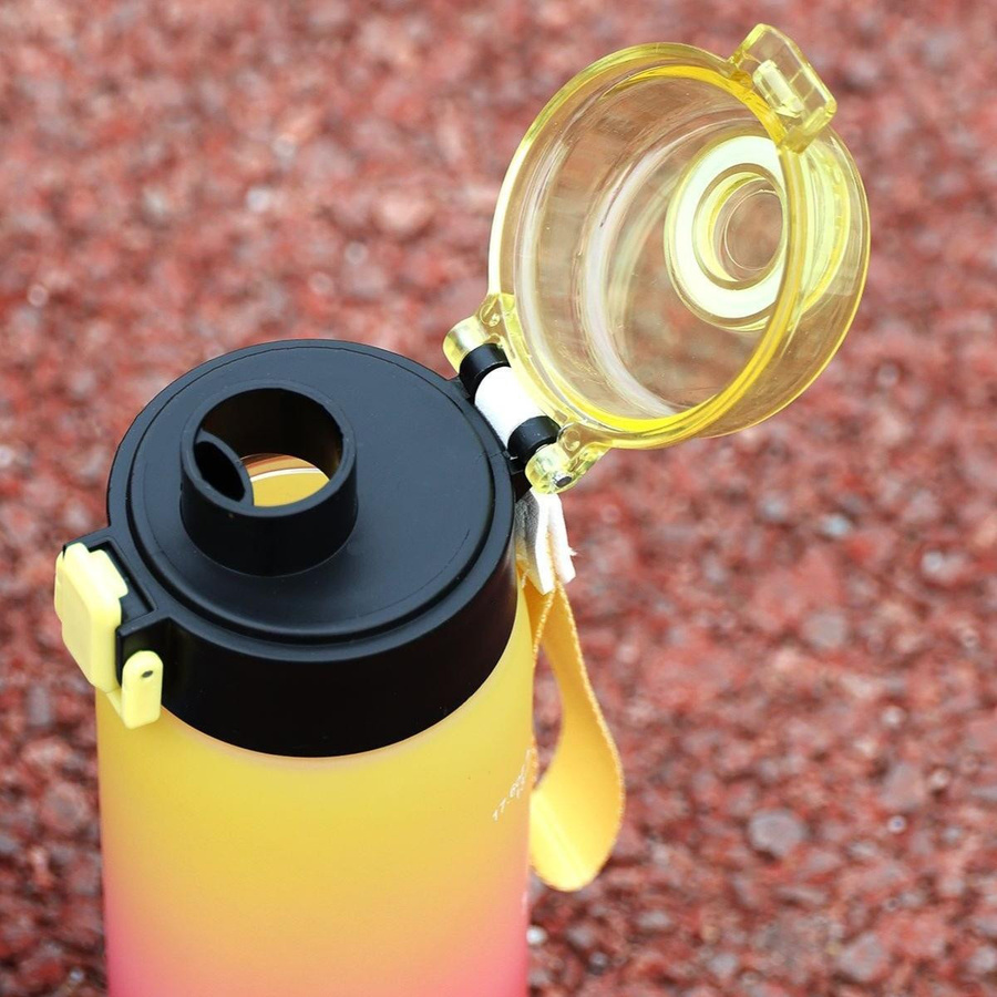My Hero Academia Sport-Wasserflasche mit Farbverlauf und Wasserstandslinie, auslaufsicher und tragbar, Pink-Blue, 500 ml - Bild 3