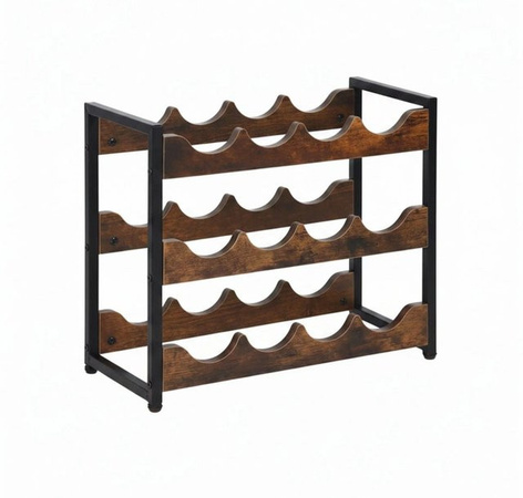 Relaxdays Weinregal im Industrial-Style aus MDF und Eisen, braun/schwarz, höhenverstellbar für 12 Flaschen, B/T/H: 44,5 x 20 x 38 cm