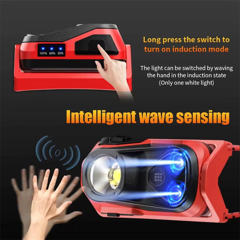 Mikenoon Tragbare LED Stirnlampe mit Bewegungssensor und USB-Wiederaufladung für Nachtarbeit und Sport - Bild 2