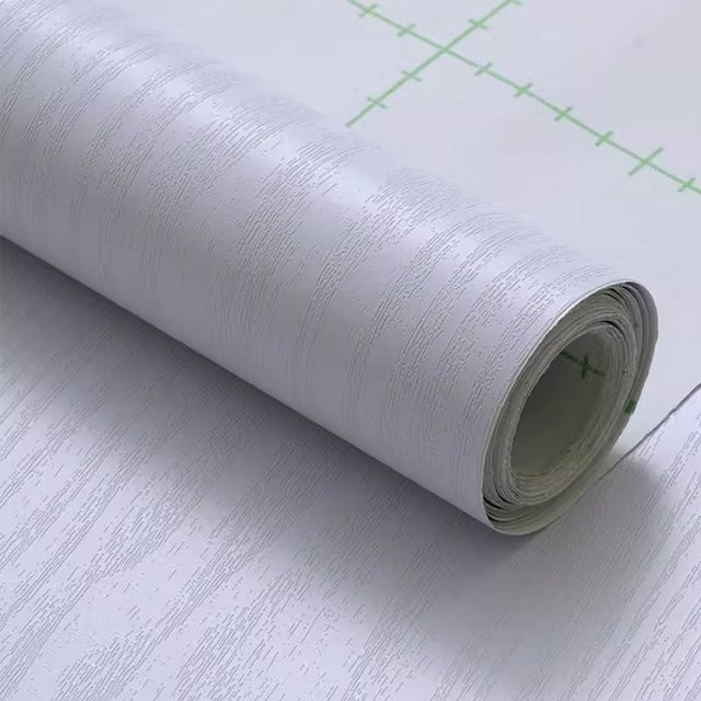 Selbstklebende Vinylfolie in Weiß mit Holzeffekt für Möbel, Breite: 40 cm, Länge: 600 cm - Bild 1