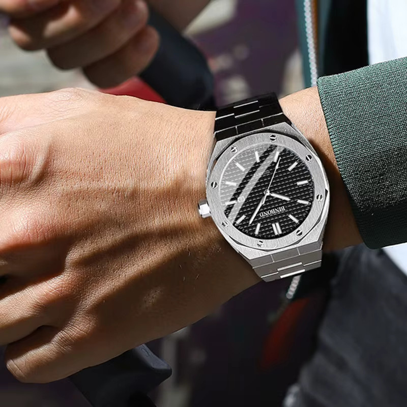 BINBOND Quarz-Armbanduhr, Edelstahl, Silber, Herren, Datum, Klassisch - Bild 3