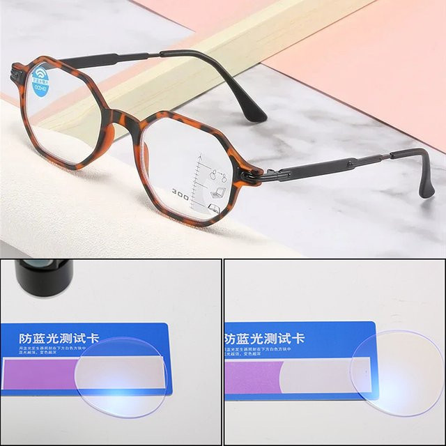 Multifokale Lesebrille, braun, Vollrand, Kunststoff - Bild 1