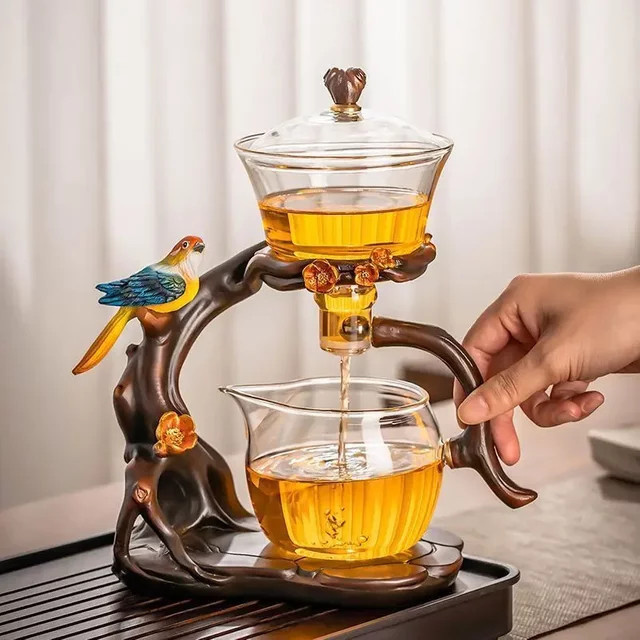 VINRITO Automatisches Tee-Set aus Glas mit magnetischer Teekanne und Teetasse in Transparent - Bild 1